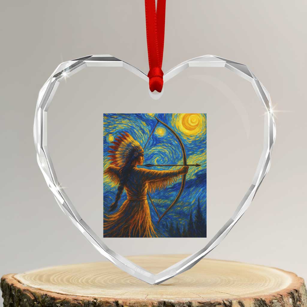 Native American Indian Women Heart Crystal Glass Ornament Starry Night Indigenous Pride TS14 Transparent Glass 3'' Heart Print Your Wear