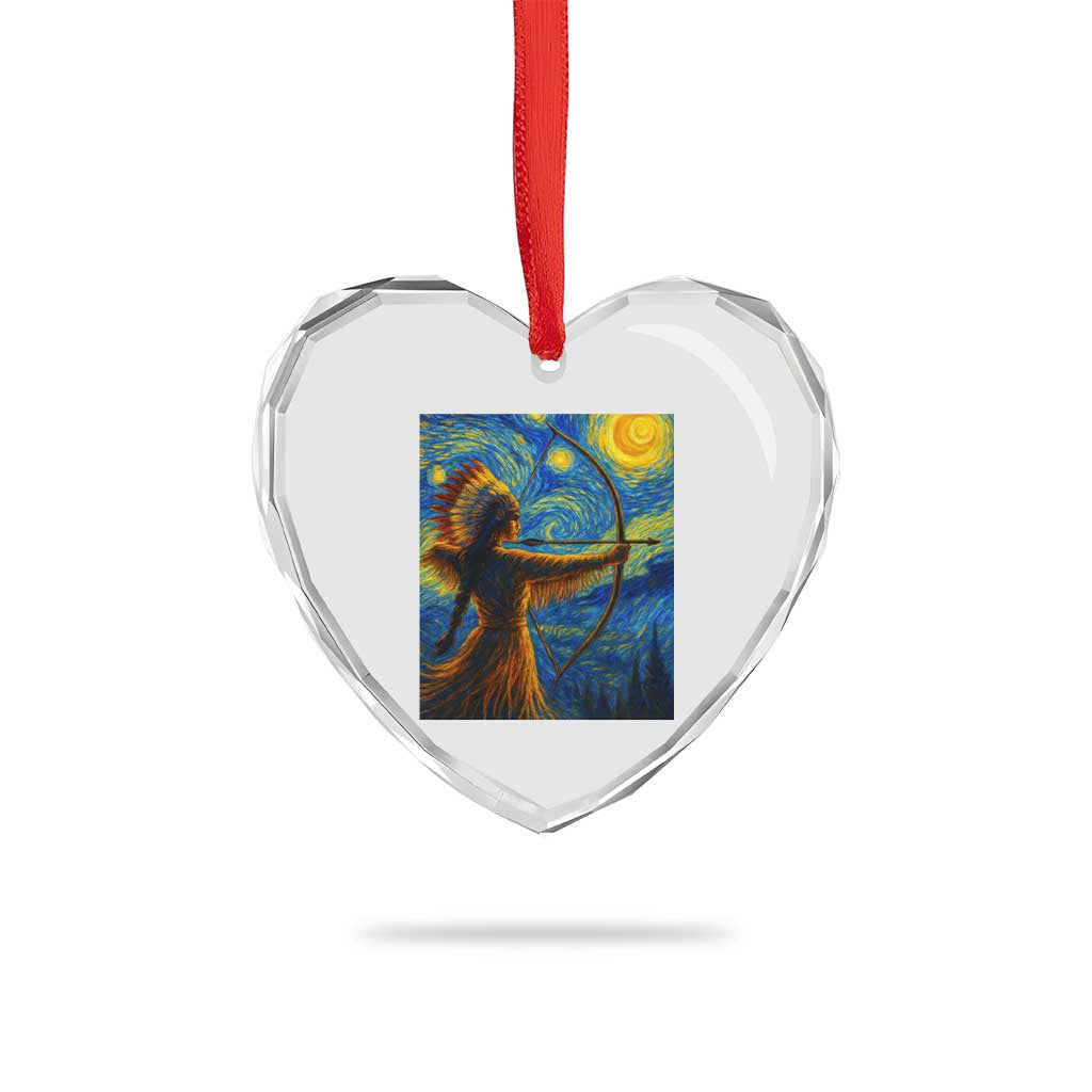 Native American Indian Women Heart Crystal Glass Ornament Starry Night Indigenous Pride TS14 Print Your Wear