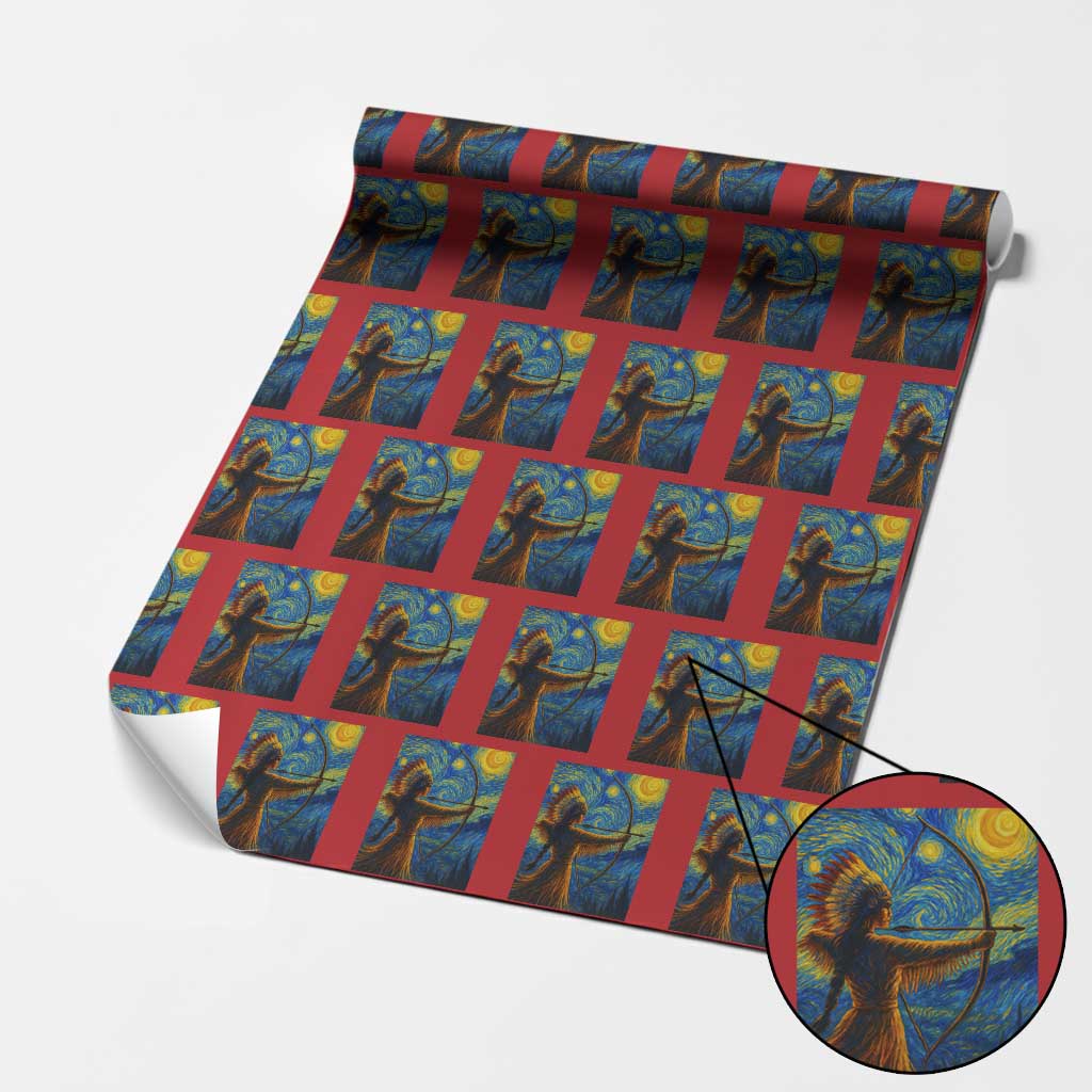 Native American Indian Women Wrapping Paper Roll Starry Night Indigenous Pride TS14 Red Print Your Wear