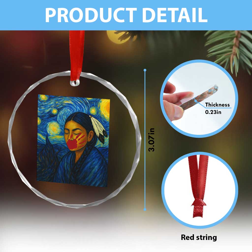 Native American MMIW Crystal Glass Ornament Starry Night Indigenous People Day TS14 Print Your Wear