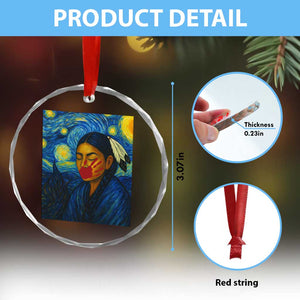 Native American MMIW Crystal Glass Ornament Starry Night Indigenous People Day - Print Your Wear