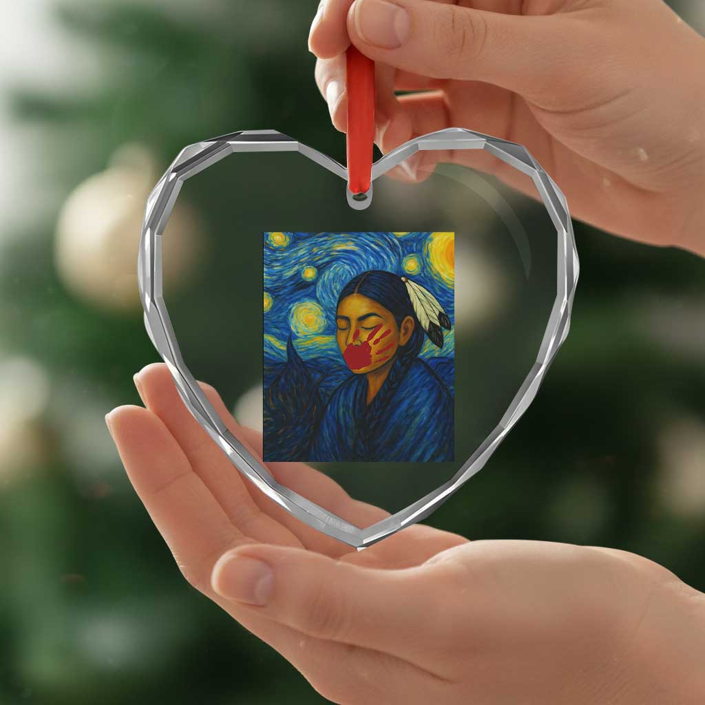 Native American MMIW Heart Crystal Glass Ornament Starry Night Indigenous People Day TS14 Print Your Wear