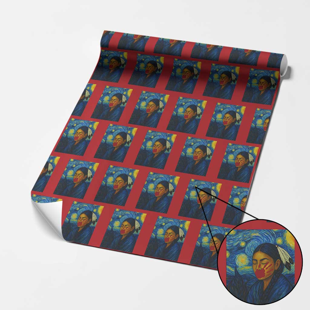 Native American MMIW Wrapping Paper Roll Starry Night Indigenous People Day TS14 Red Print Your Wear
