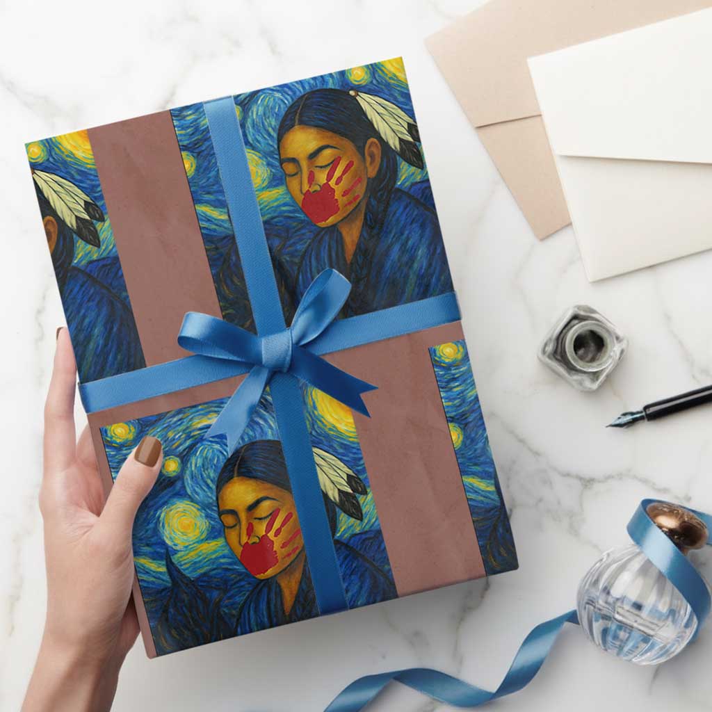 Native American MMIW Wrapping Paper Roll Starry Night Indigenous People Day TS14 Mocha Print Your Wear