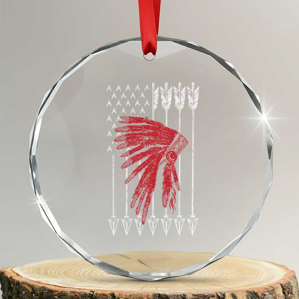 Native American Teepee American Flag Crystal Glass Ornament TS14 Transparent Glass 3'' Circle Print Your Wear