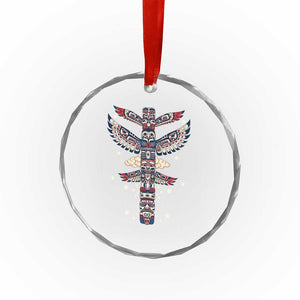 Native American Totem Pole Crystal Glass Ornament Pacific Northwest Indigenous Tribal