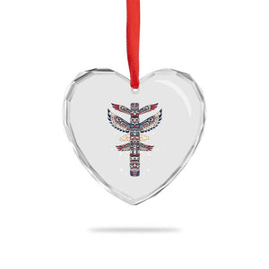 Native American Totem Pole Heart Crystal Glass Ornament Pacific Northwest Indigenous Tribal