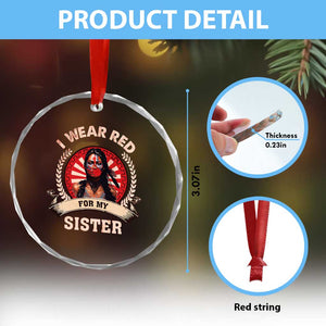 Native American Women Crystal Glass Ornament I Wear Red For My Sister Stop MMIW Hand