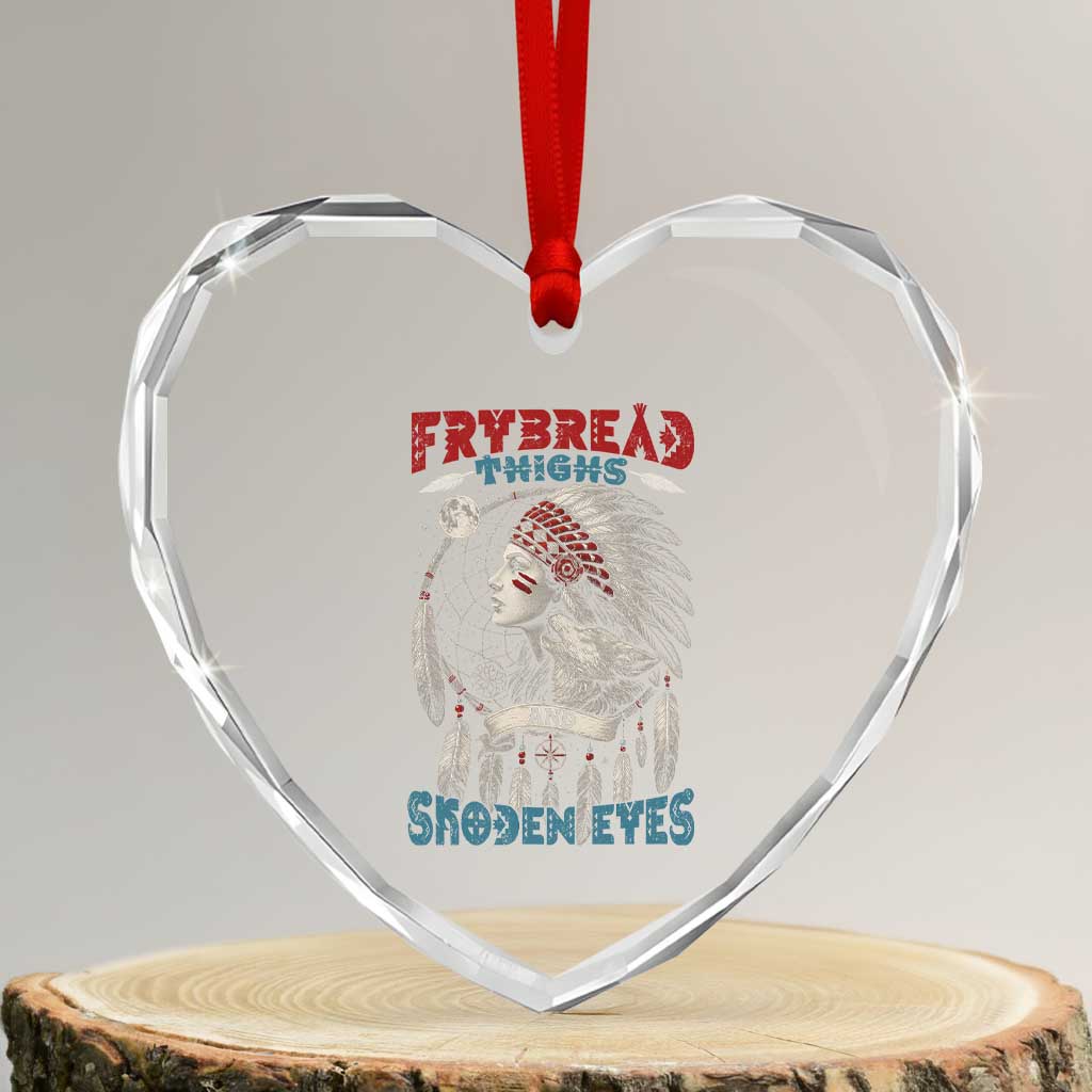 Native American Women Heart Crystal Glass Ornament Frybread Thighs Skoden Eyes Dreamcatcher TS11 Transparent Glass 3'' Heart Print Your Wear