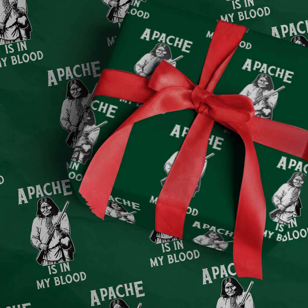 Native American Wrapping Paper Roll Apache Is In My Blood TS14 Green Print Your Wear