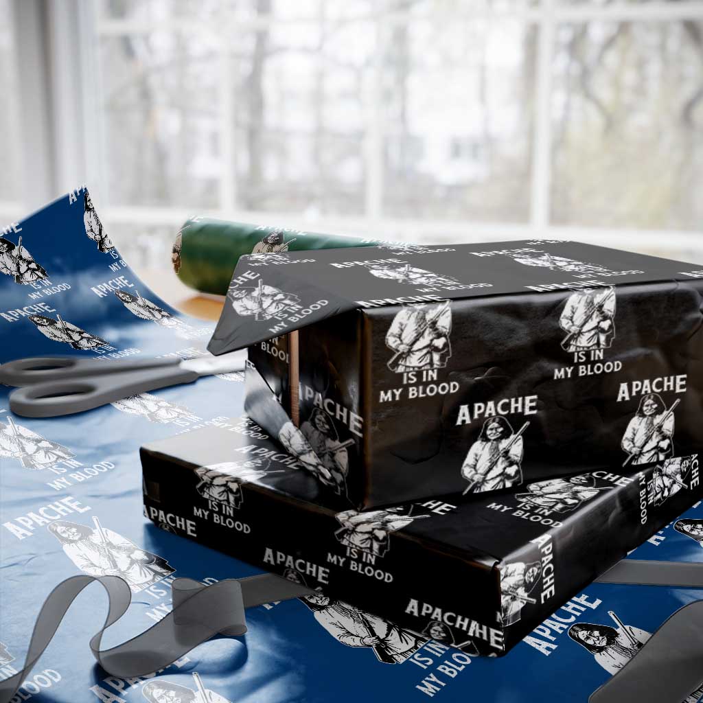 Native American Wrapping Paper Roll Apache Is In My Blood TS14 Black Print Your Wear
