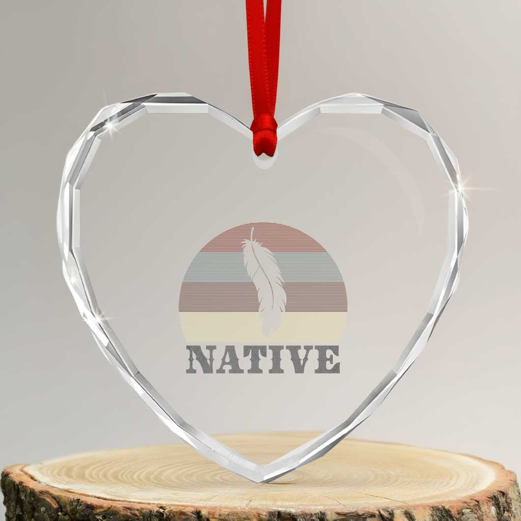 Native Indian American Pride Indigenous Native American Heart Crystal Glass Ornament TS14 Transparent Glass 3'' Heart Print Your Wear