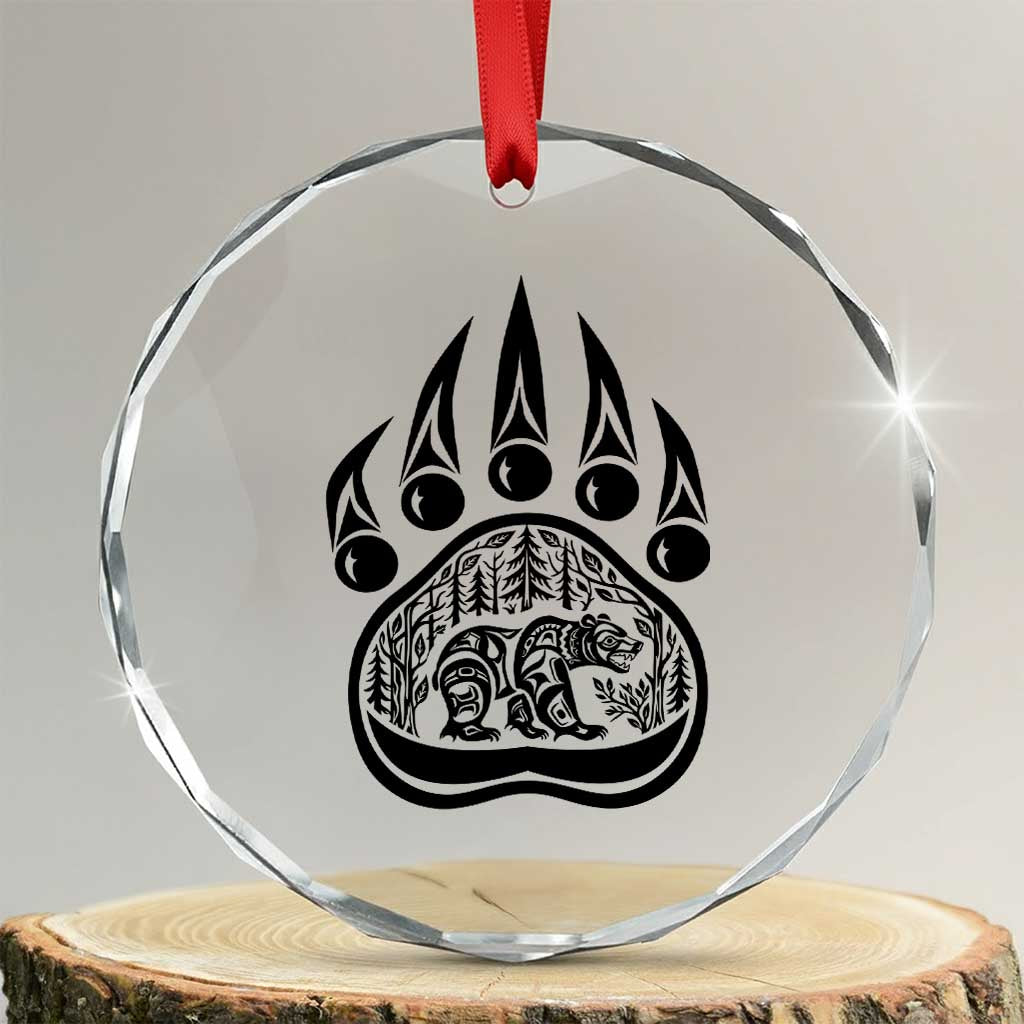 Native Inspired Alaska Grizzly Bear Crystal Glass Ornament Pacific Northwest Pride TS12 Transparent Glass 3'' Circle Print Your Wear