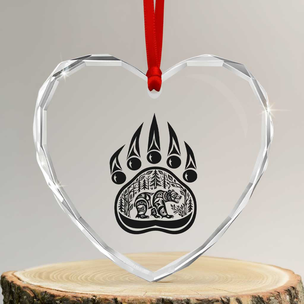 Native Inspired Alaska Grizzly Bear Heart Crystal Glass Ornament Pacific Northwest Pride TS12 Transparent Glass 3'' Heart Print Your Wear