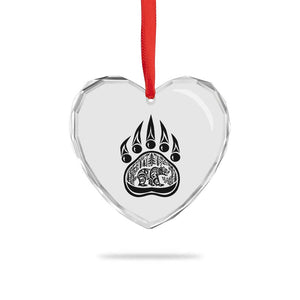 Native Inspired Alaska Grizzly Bear Heart Crystal Glass Ornament Pacific Northwest Pride