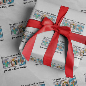 Nativity Scene Christian Christmas Wrapping Paper Roll Feliz Navidad TS14 White Print Your Wear