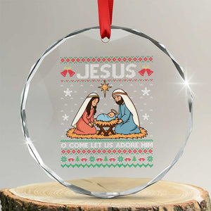 Nativity Scene Christmas Crystal Glass Ornament Baby Jesus Christian Xmas TS14 Transparent Glass 3'' Circle Print Your Wear