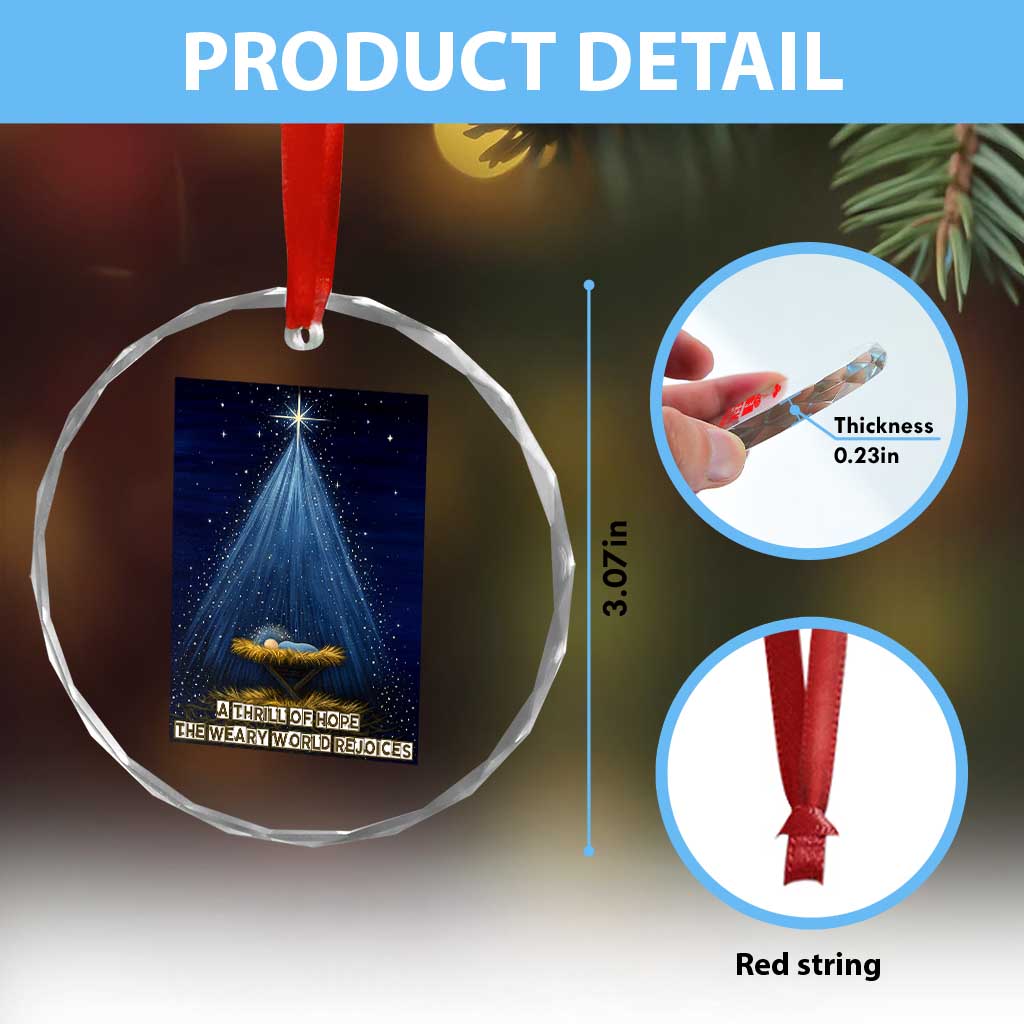 Nativity Scene Christmas Crystal Glass Ornament Biible Baby Jesus Christian TS14 Print Your Wear