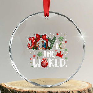 Nativity Scene Christmas Crystal Glass Ornament Joy To The World TS14 Transparent Glass 3'' Circle Print Your Wear