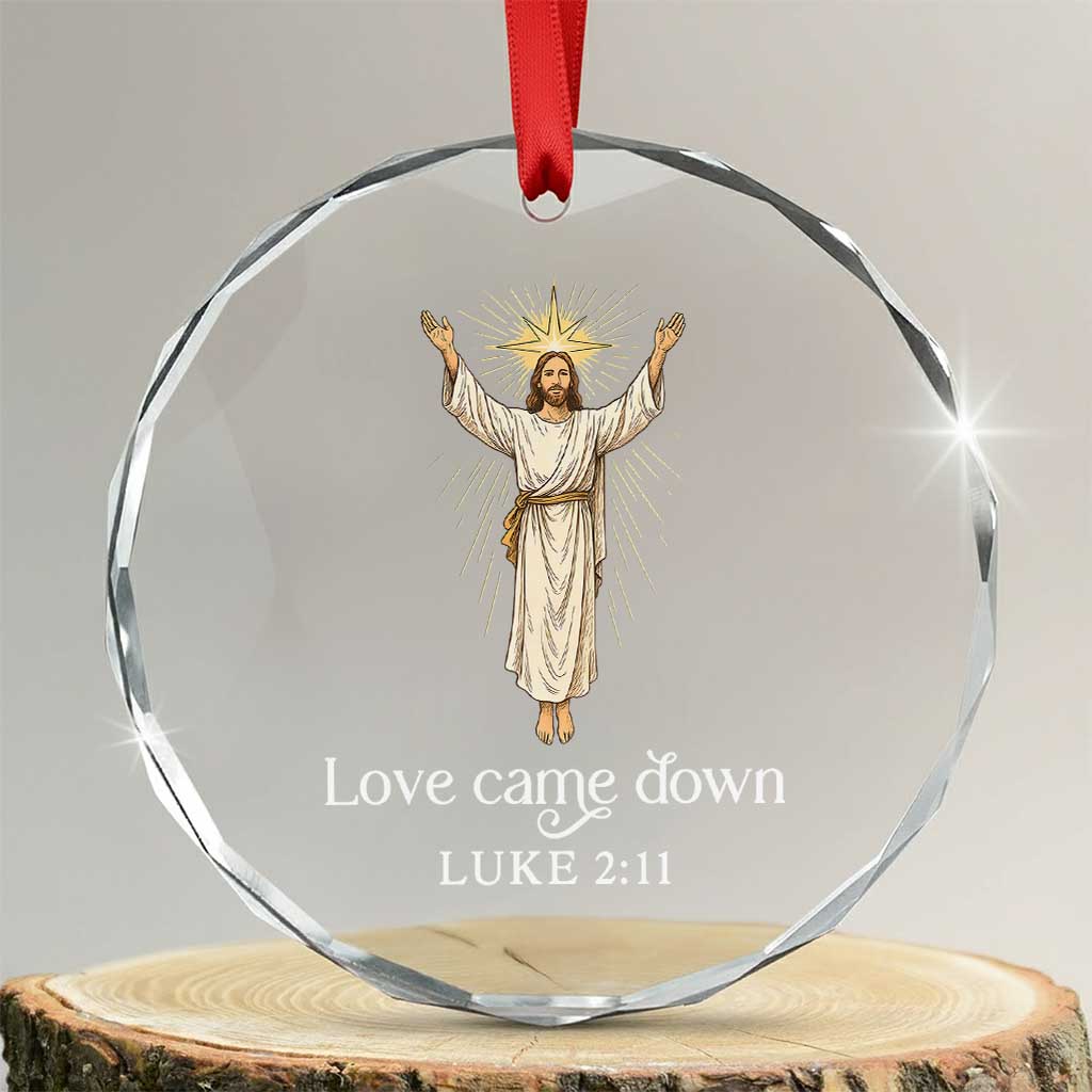 Nativity Scene Christmas Crystal Glass Ornament Love Came Down Jesus Christian TS14 Transparent Glass 3'' Circle Print Your Wear