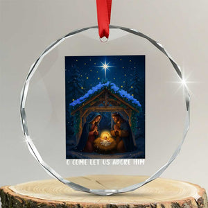 Nativity Scene Christmas Crystal Glass Ornament O Come Let Us Adrove Him TS14 Transparent Glass 3'' Circle Print Your Wear