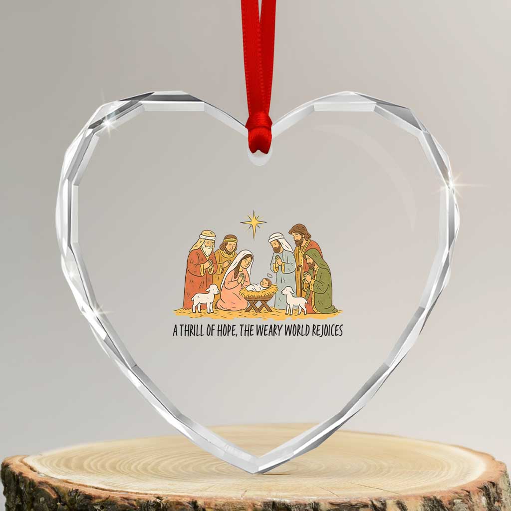 Nativity Scene Christmas Heart Crystal Glass Ornament Baby Jesus Christian Faith TS14 Transparent Glass 3'' Heart Print Your Wear