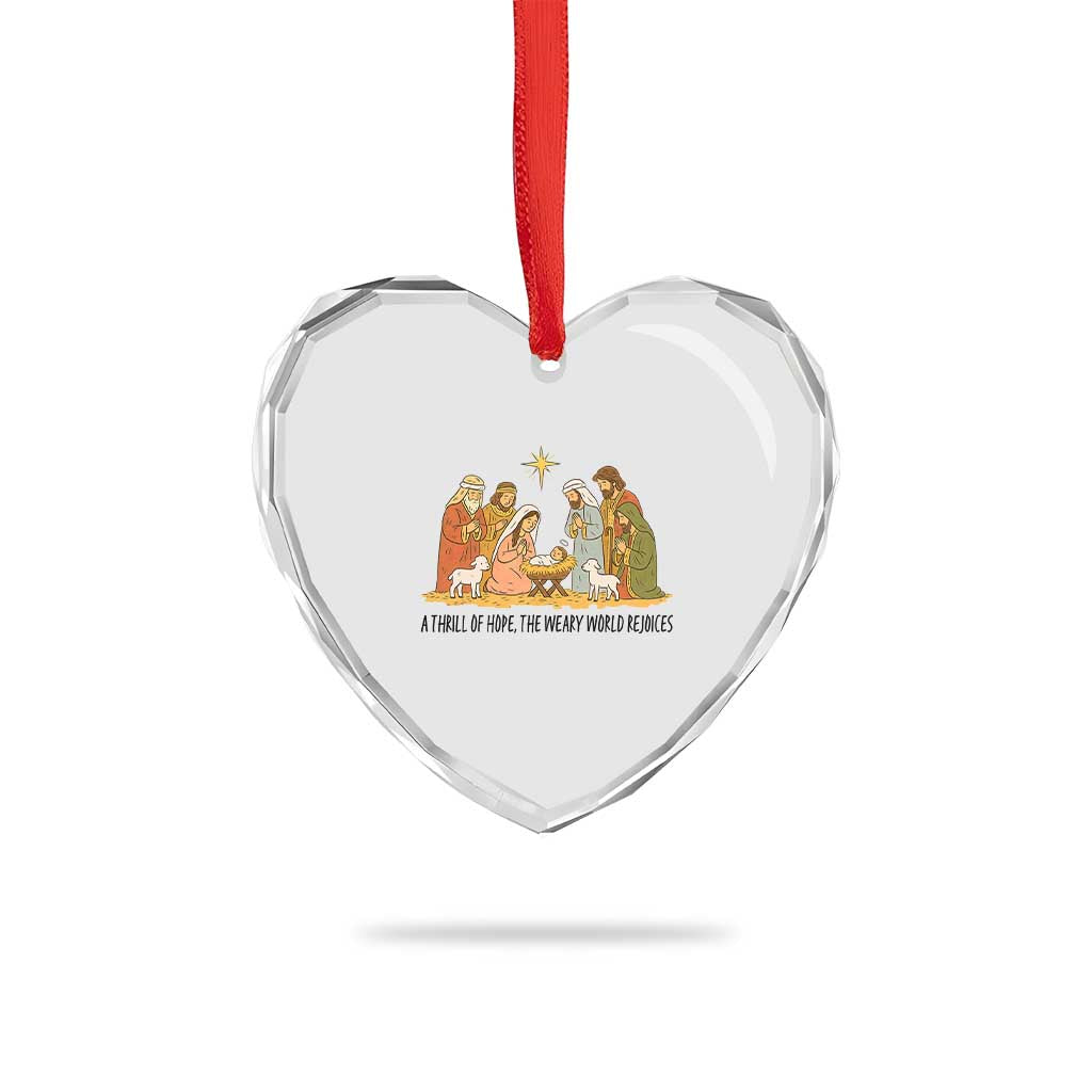 Nativity Scene Christmas Heart Crystal Glass Ornament Baby Jesus Christian Faith TS14 Print Your Wear