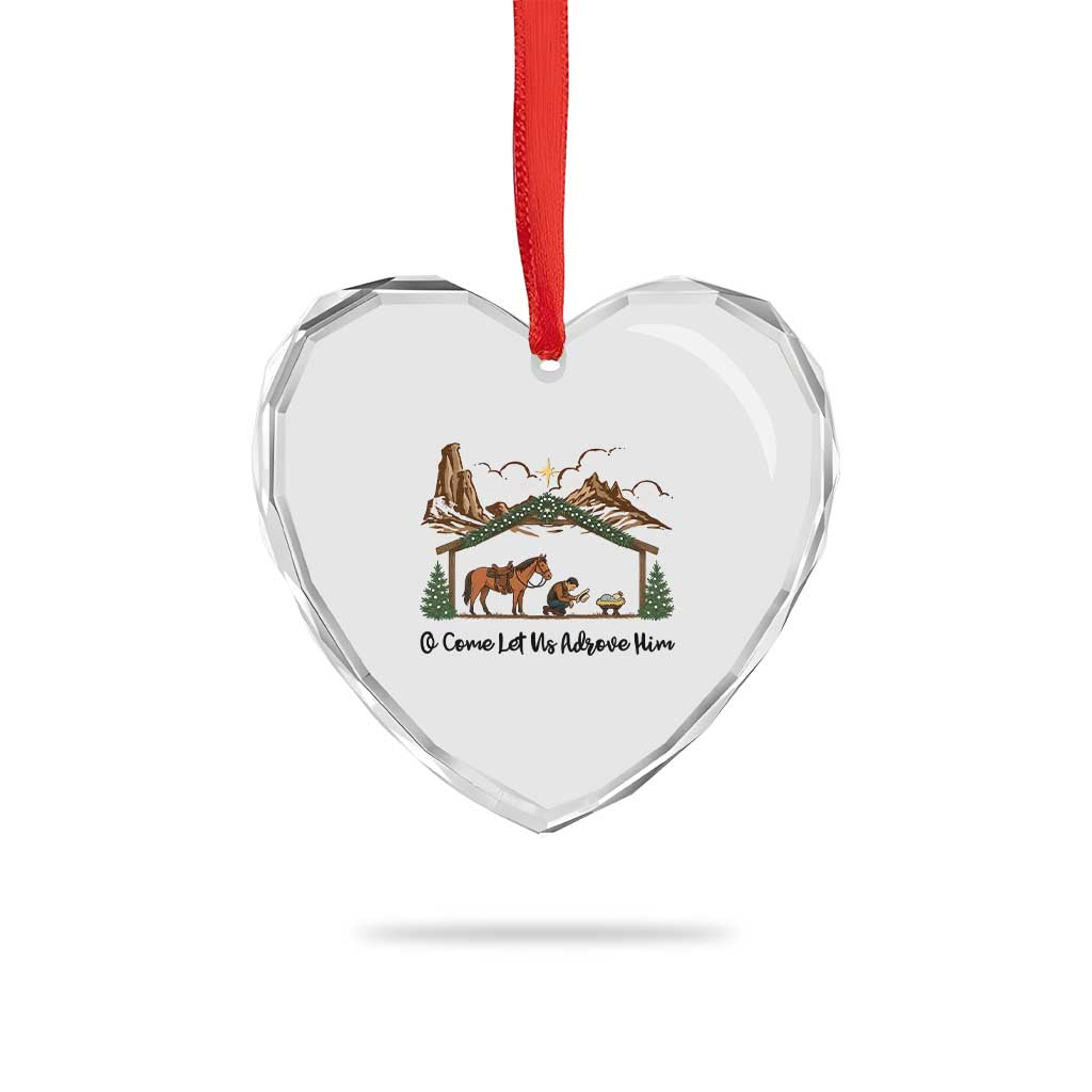 Nativity Scene Christmas Heart Crystal Glass Ornament Cowboy Bible Scripture Verse Western TS14 Print Your Wear