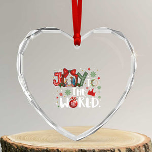 Nativity Scene Christmas Heart Crystal Glass Ornament Joy To The World TS14 Transparent Glass 3'' Heart Print Your Wear