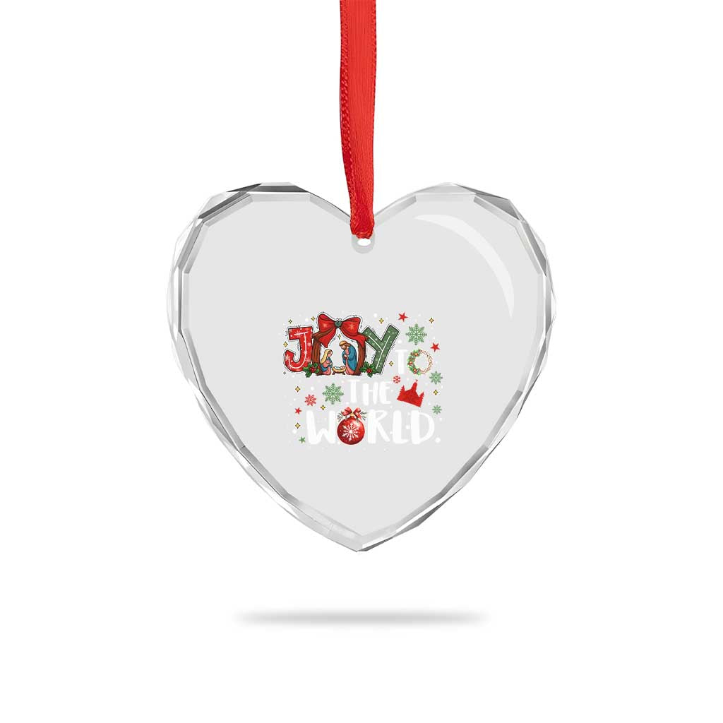 Nativity Scene Christmas Heart Crystal Glass Ornament Joy To The World TS14 Print Your Wear