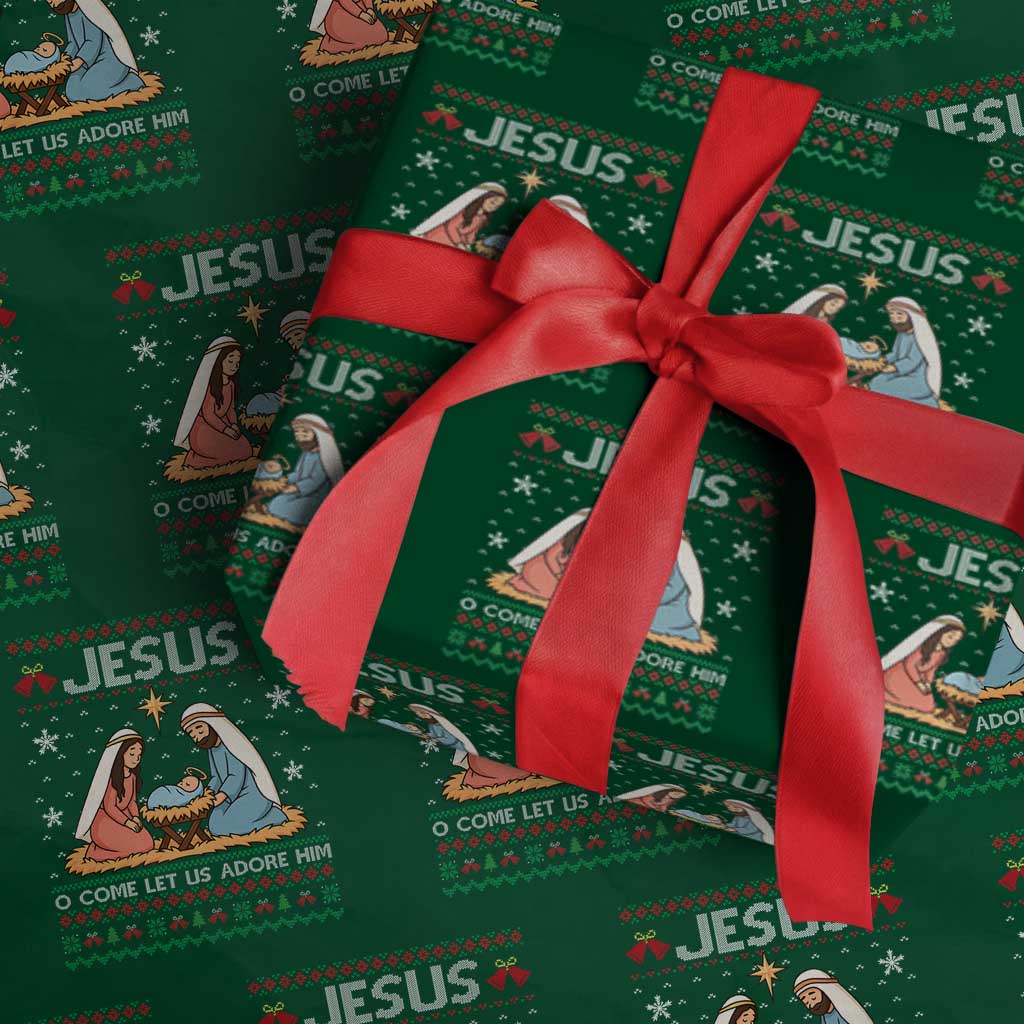 Nativity Scene Christmas Wrapping Paper Roll Baby Jesus Christian Xmas TS14 Green Print Your Wear
