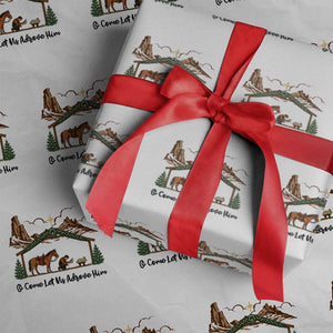 Nativity Scene Christmas Wrapping Paper Roll Cowboy Bible Scripture Verse Western TS14 White Print Your Wear