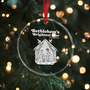 Nativity Scene Crystal Glass Ornament Brightest Star of Bethlehem He Is Born Christian Christmas TS14 Print Your Wear
