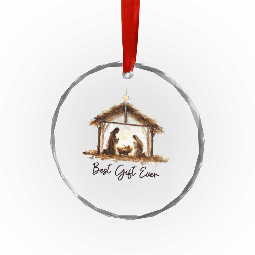 Nativity Scene Crystal Glass Ornament Christian Christmas Jesus Best Gift Ever TS10 Print Your Wear
