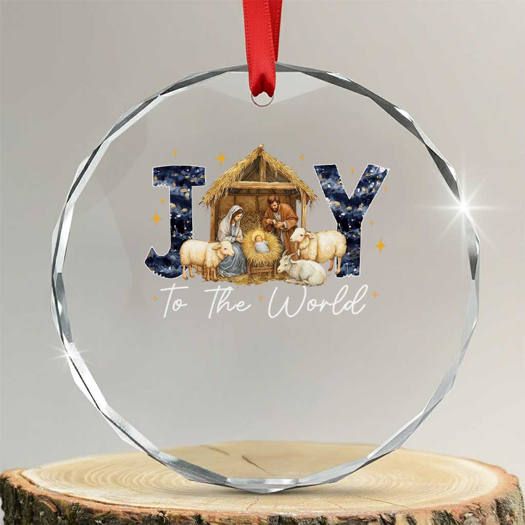 Nativity Scene Crystal Glass Ornament Christian Christmas Jesus Joy To The World TS10 Transparent Glass 3'' Circle Print Your Wear