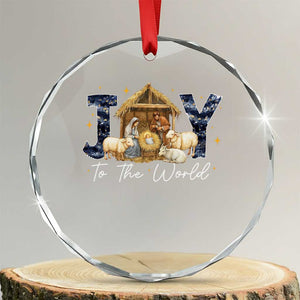 Nativity Scene Crystal Glass Ornament Christian Christmas Jesus Joy To The World TS10 Transparent Glass 3'' Circle Print Your Wear