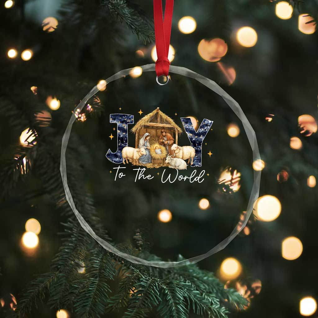 Nativity Scene Crystal Glass Ornament Christian Christmas Jesus Joy To The World TS10 Print Your Wear