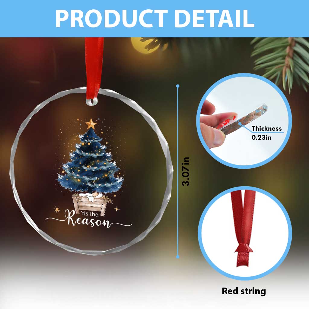 Nativity Scene Crystal Glass Ornament Jesus Reason Tis The Season Christian Christmas Tree TS10 Print Your Wear