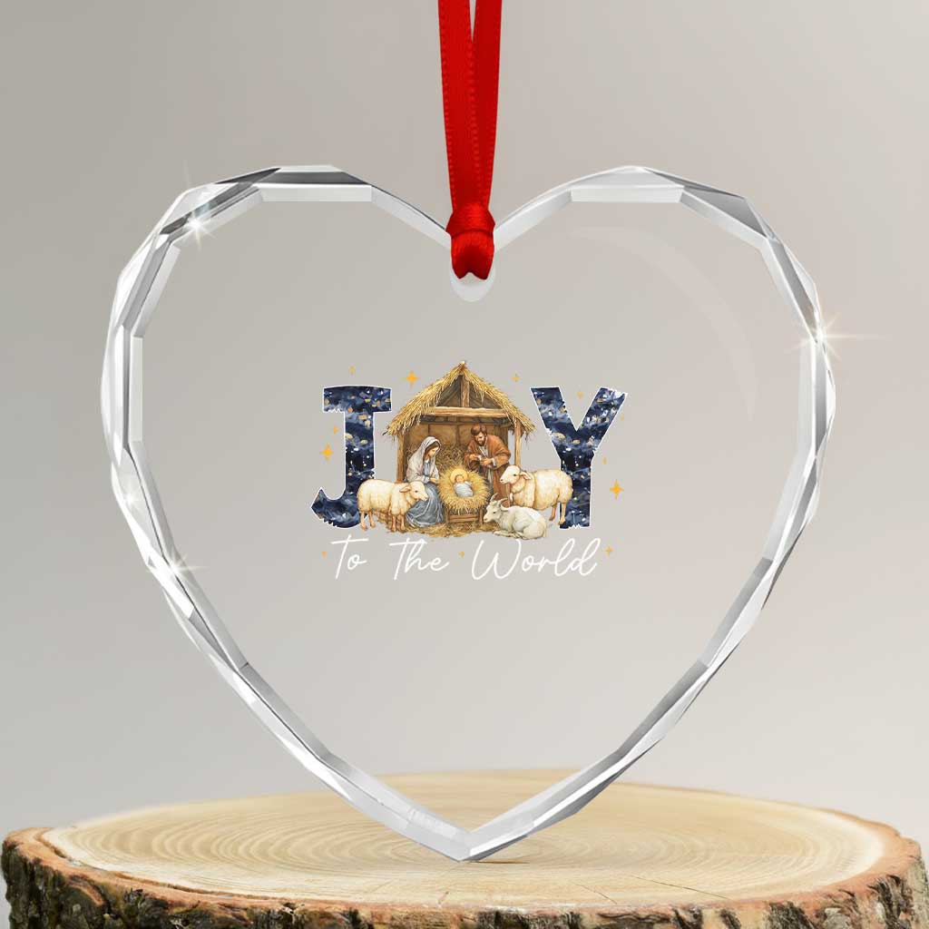 Nativity Scene Heart Crystal Glass Ornament Christian Christmas Jesus Joy To The World TS10 Transparent Glass 3'' Heart Print Your Wear