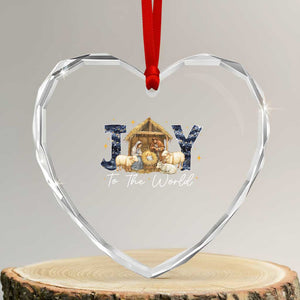 Nativity Scene Heart Crystal Glass Ornament Christian Christmas Jesus Joy To The World TS10 Transparent Glass 3'' Heart Print Your Wear