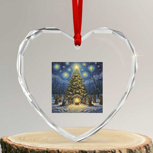 Nativity Scene Heart Crystal Glass Ornament Christmas Starry Night Christian Jesus Baby Jesus Holiday TS14 Transparent Glass 3'' Heart Print Your Wear