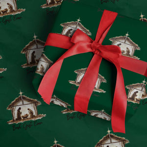 Nativity Scene Wrapping Paper Roll Christian Christmas Jesus Best Gift Ever TS10 Green Print Your Wear