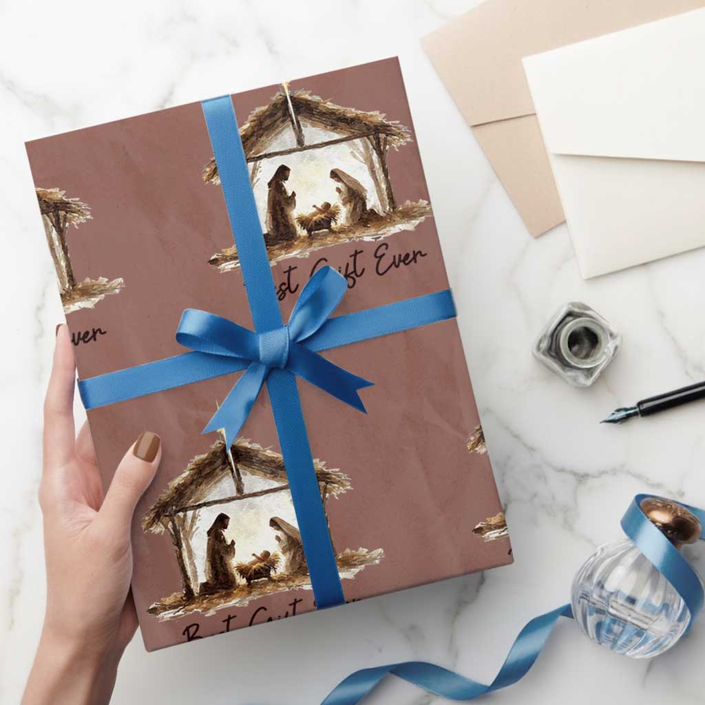 Nativity Scene Wrapping Paper Roll Christian Christmas Jesus Best Gift Ever TS10 Mocha Print Your Wear
