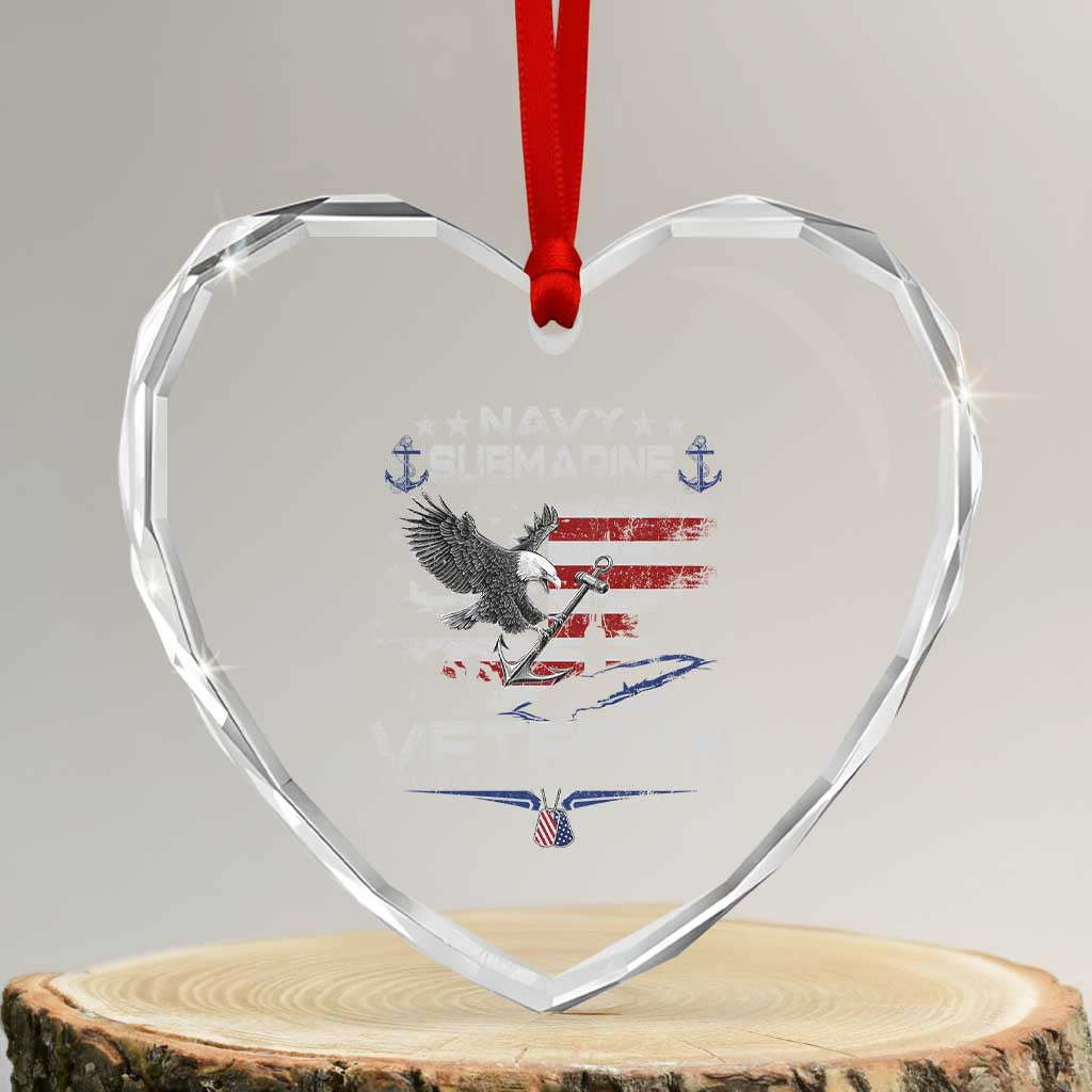 Navy Submarine Veteran Heart Crystal Glass Ornament Military Patriotic Vintage American Flag TS11 Transparent Glass 3'' Heart Print Your Wear