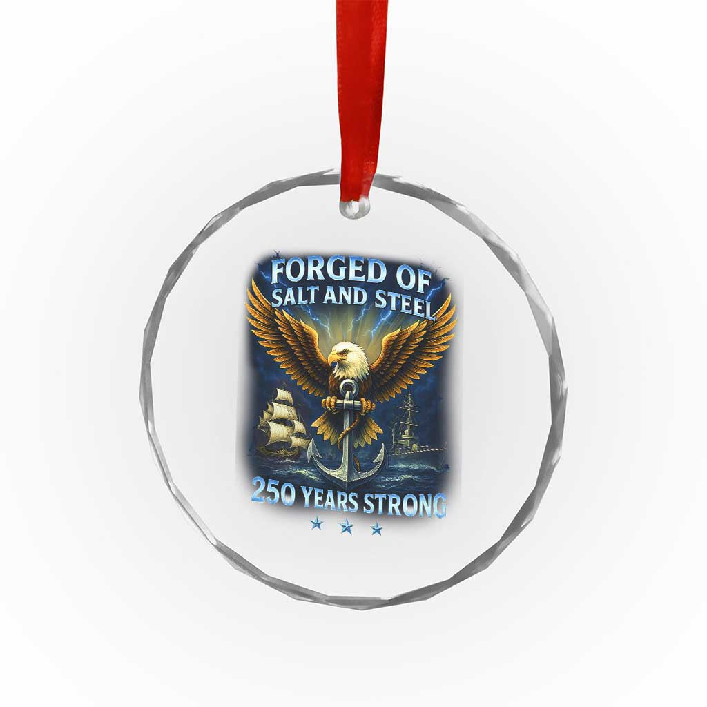 Navy Veteran 250th Anniversary Crystal Glass Ornament Forged of Salt and Steel US Naval Ships 250th Anniversary TS10 Print Your Wear