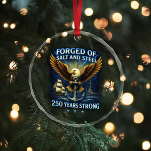 Navy Veteran 250th Anniversary Crystal Glass Ornament Forged of Salt and Steel US Naval Ships 250th Anniversary TS10 Print Your Wear