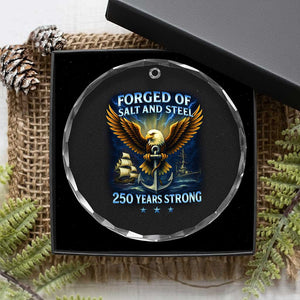 Navy Veteran 250th Anniversary Crystal Glass Ornament Forged of Salt and Steel US Naval Ships 250th Anniversary TS10 Print Your Wear