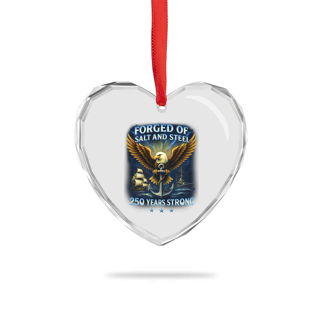 Navy Veteran 250th Anniversary Heart Crystal Glass Ornament Forged of Salt and Steel US Naval Ships 250th Anniversary TS10 Print Your Wear
