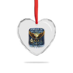 Navy Veteran 250th Anniversary Heart Crystal Glass Ornament Forged of Salt and Steel US Naval Ships 250th Anniversary TS10 Print Your Wear