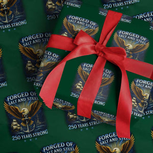 Navy Veteran 250th Anniversary Wrapping Paper Roll Forged of Salt and Steel US Naval Ships 250th Anniversary TS10 Green Print Your Wear